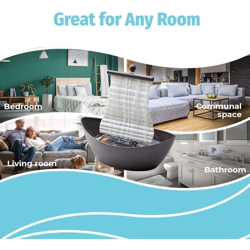 Homedics White Waters Relaxation Indoor Tabletop Fountain, Ambient LED Lighting and Natural